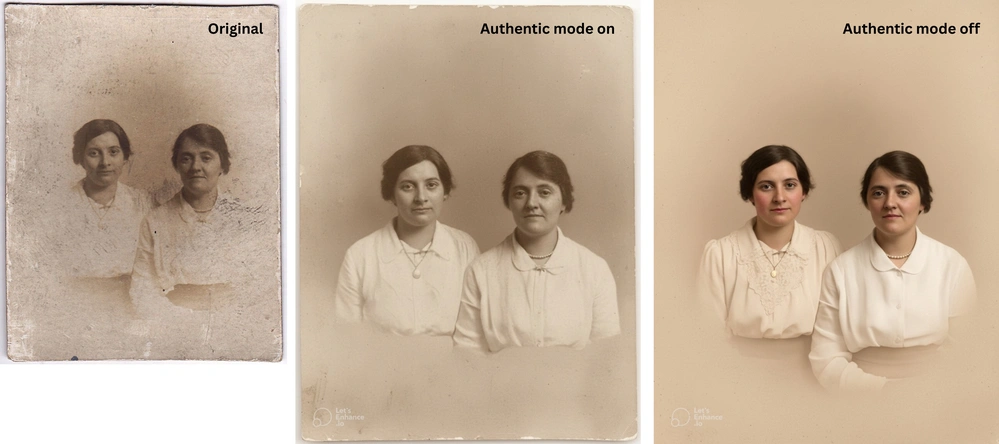 Old photos restored with LetsEnhance