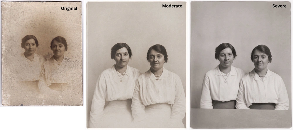 Old photos restored with PicWish without colorization