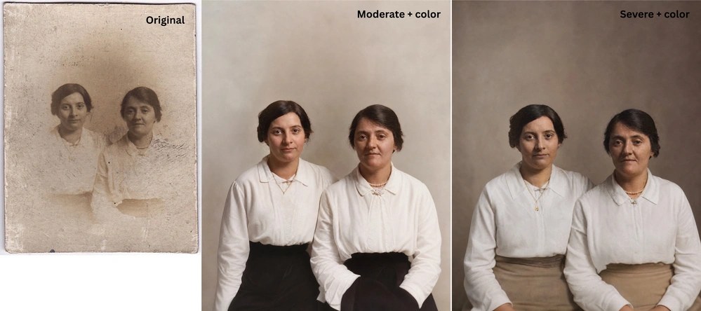 Old photos restored with PicWish with colorization