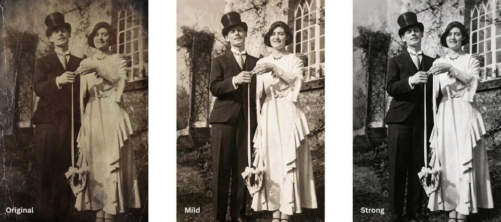 Old photos restored with WowEnhance without colorization