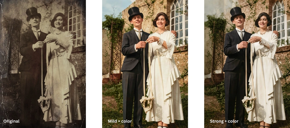 Old photos restored with WowEnhance with colorization