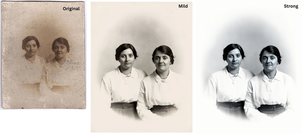 Old photos restored with WowEnhance without colorization