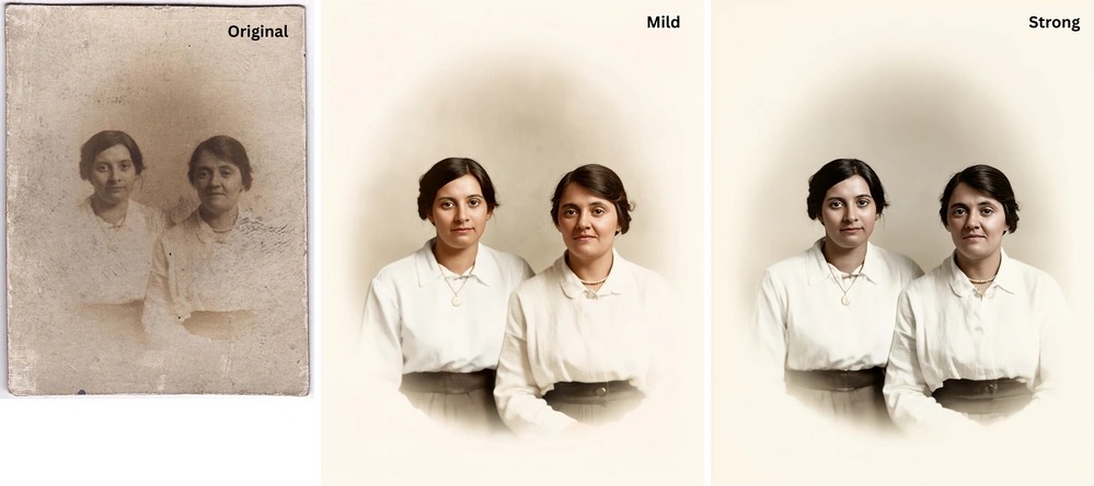 Old photos restored with WowEnhance with colorization